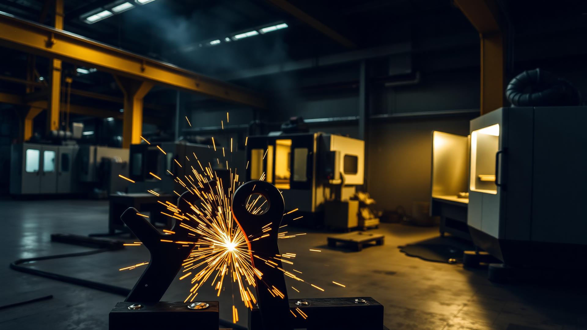 Future Tools factory floor with CNC machinery and forged tools